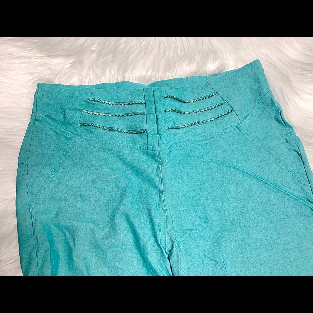 Turquoise Zipper Accent Stretch Pant Size 5/7